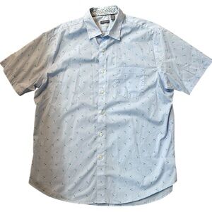 VAN HEUSEN Men's Short Sleeve Classic Fit Button Down Flamingo Shirt XL Blue